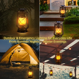 Marlrin vintage design LED lantern adds nostalgic charm to porches and patios.