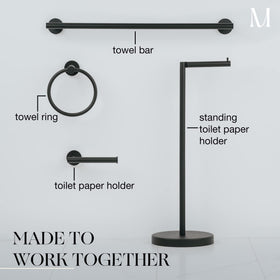 Easy installation template aids quick setup for Marmolux ACC towel ring.
