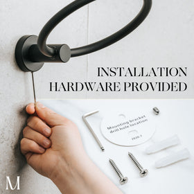 Wall bracket and fixings included with Marmolux ACC towel ring.