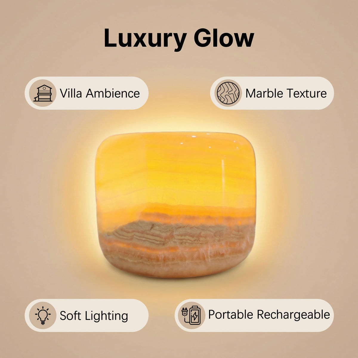 Marmor Marble Lamp beside the bed creates serene bedside ambiance.