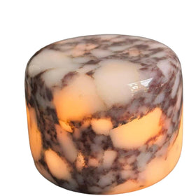 Marmor marble lamp table base front view, highlighting natural pattern and premium finish.