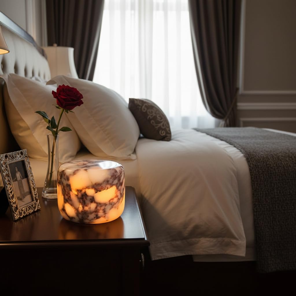 Marmor marble lamp table creates a calm night glow.