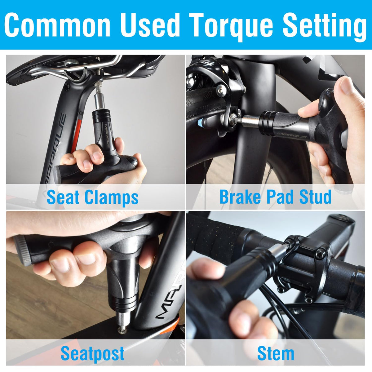 MARQUE portable bike repair kit fits in a toolbox or bag for roadside adjustments.
