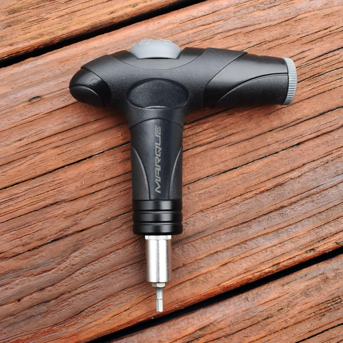 MARQUE torque wrench with 3-4-5 mm hex bits and T25 enables common bike tune-ups.