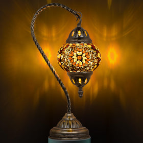 Marrakech Tiffany lamp with swan-neck base enhances living spaces