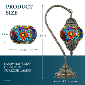 Marrakech mosaic glass shade glows with vibrant colors using the included LED bulb