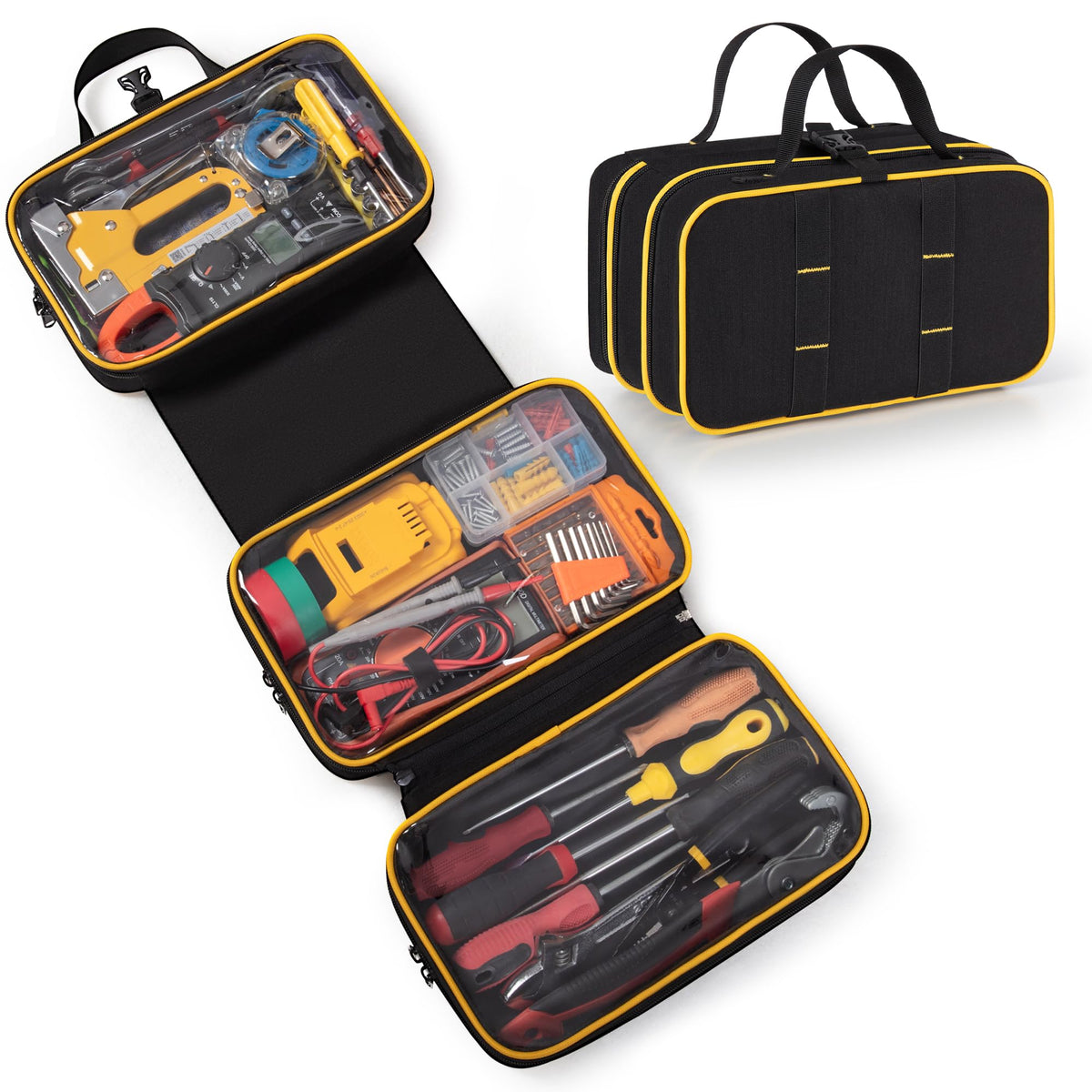 Marscamd roll up tool bag all-around view highlighting durable storage for tools
