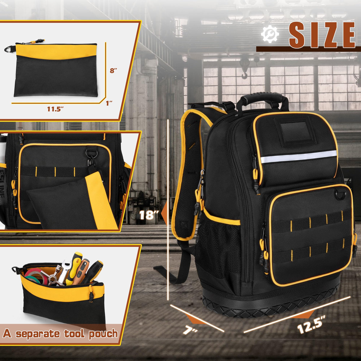 Marscamd Tool Backpack side pouches hold water bottle or accessories