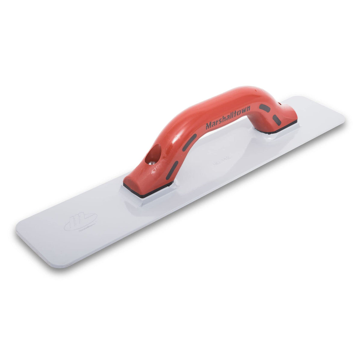 Marshalltown cast magnesium hand float with 16-inch blade for a smooth concrete finish.