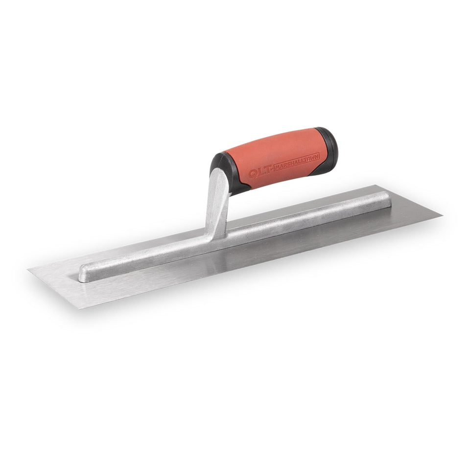 Marshalltown QLT concrete finishing trowel with 14x4 blade for precise smoothing.