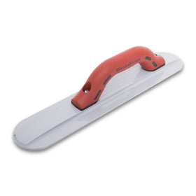 Marshalltown round-end magnesium float showing 16x3/8 inch blade for smooth concrete prep.