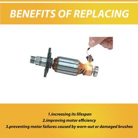 MARSTEK wear indicators image suggests timely replacement for Dewalt motors.
