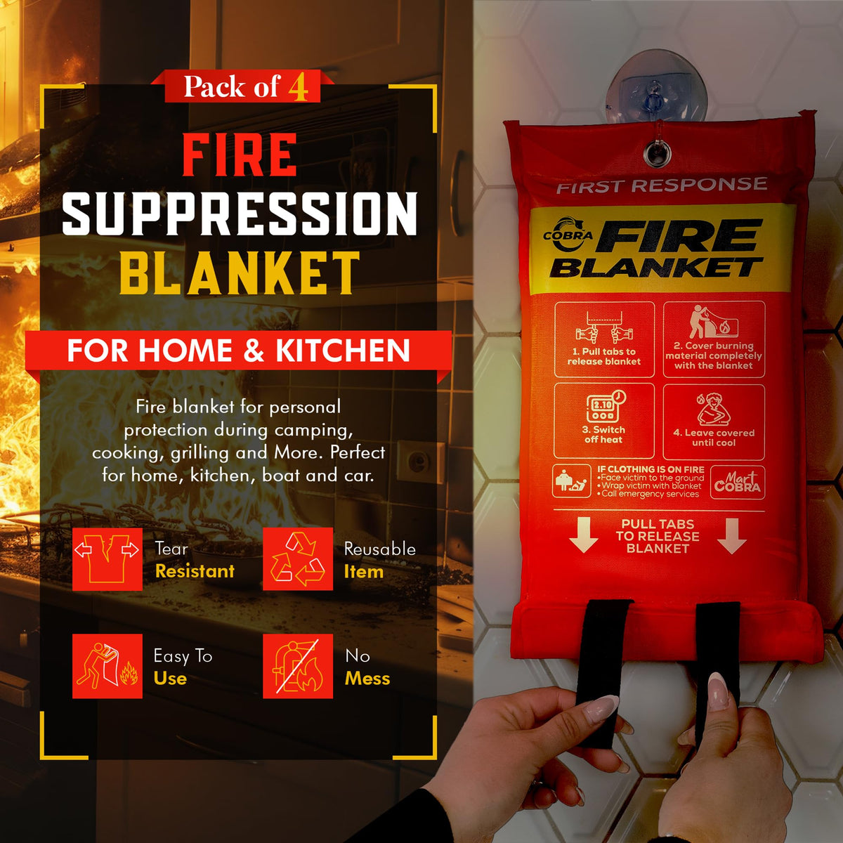 Rolled Mart Cobra emergency blanket stored for easy grab and deployment
