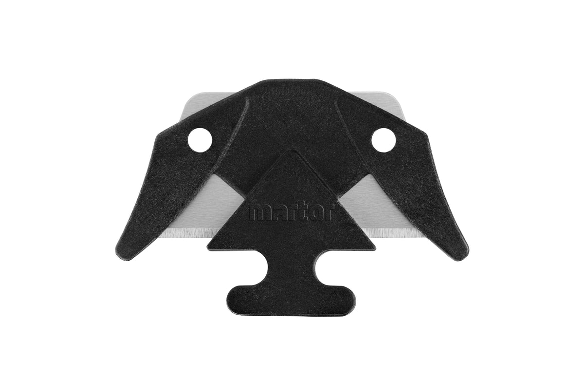 Martor Secumax 350 blade housing close-up showing protected edge during use.