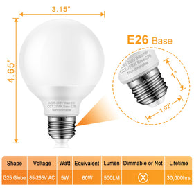 Marxlait 500 lumen 2700K globe bulb for cozy bathroom ambiance