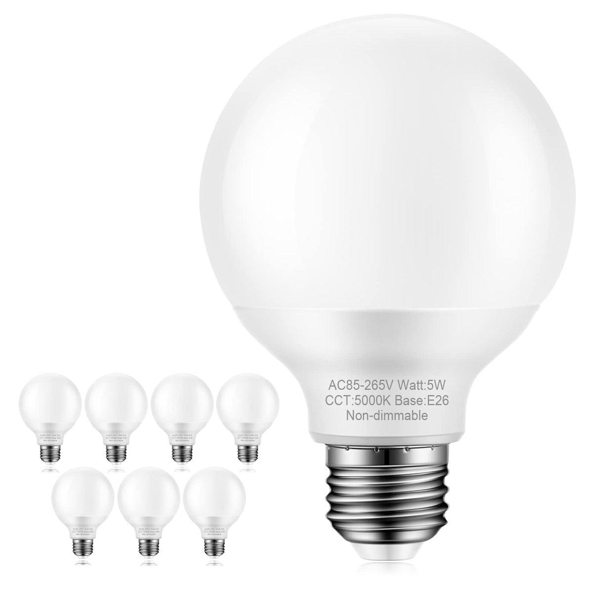Marxlait bathroom globe light bulb in daylight 5000K for bright vanity tasks.