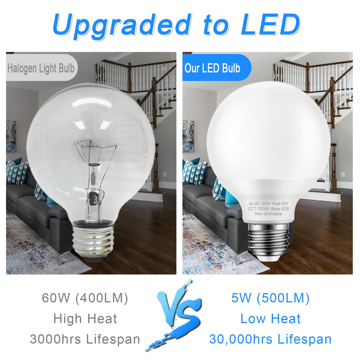 Marxlait E26 base bathroom bulb compatible with vanity fixtures.