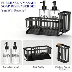 Masadi dish soap dispenser 16oz glass bottle, durable and easy to refill.