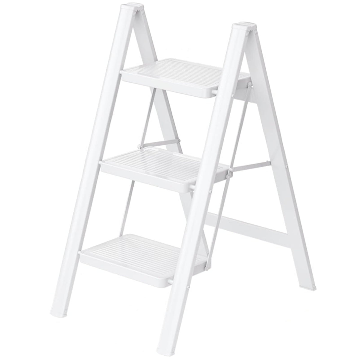 MASHART 3-step ladder folded compact for easy storage and transport.