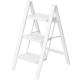 MASHART 3-step ladder folded compact for easy storage and transport.