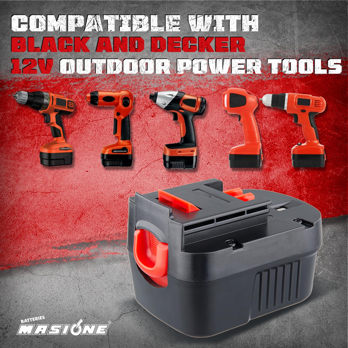 Masione drill battery compatibility HPB12 ensures versatile tool use.