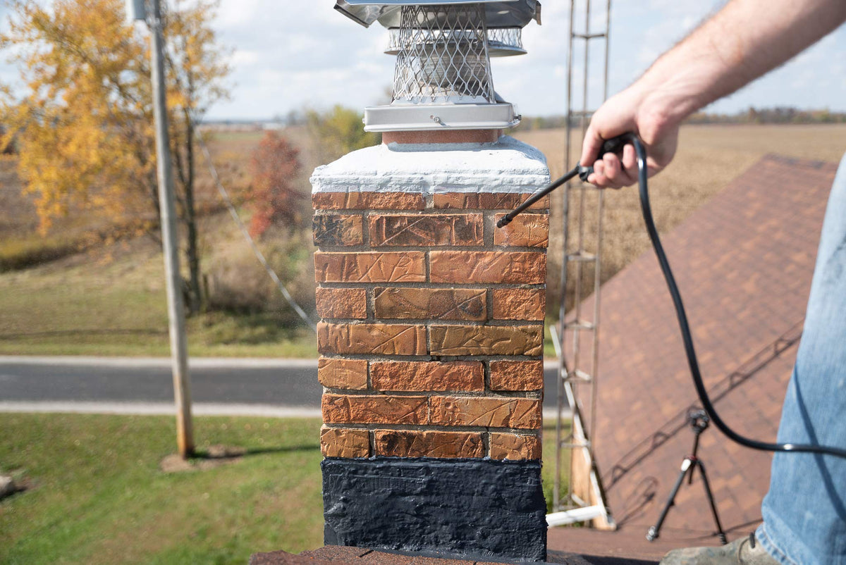 MasonryDefender chimney sealer bottle ready for easy water-based application