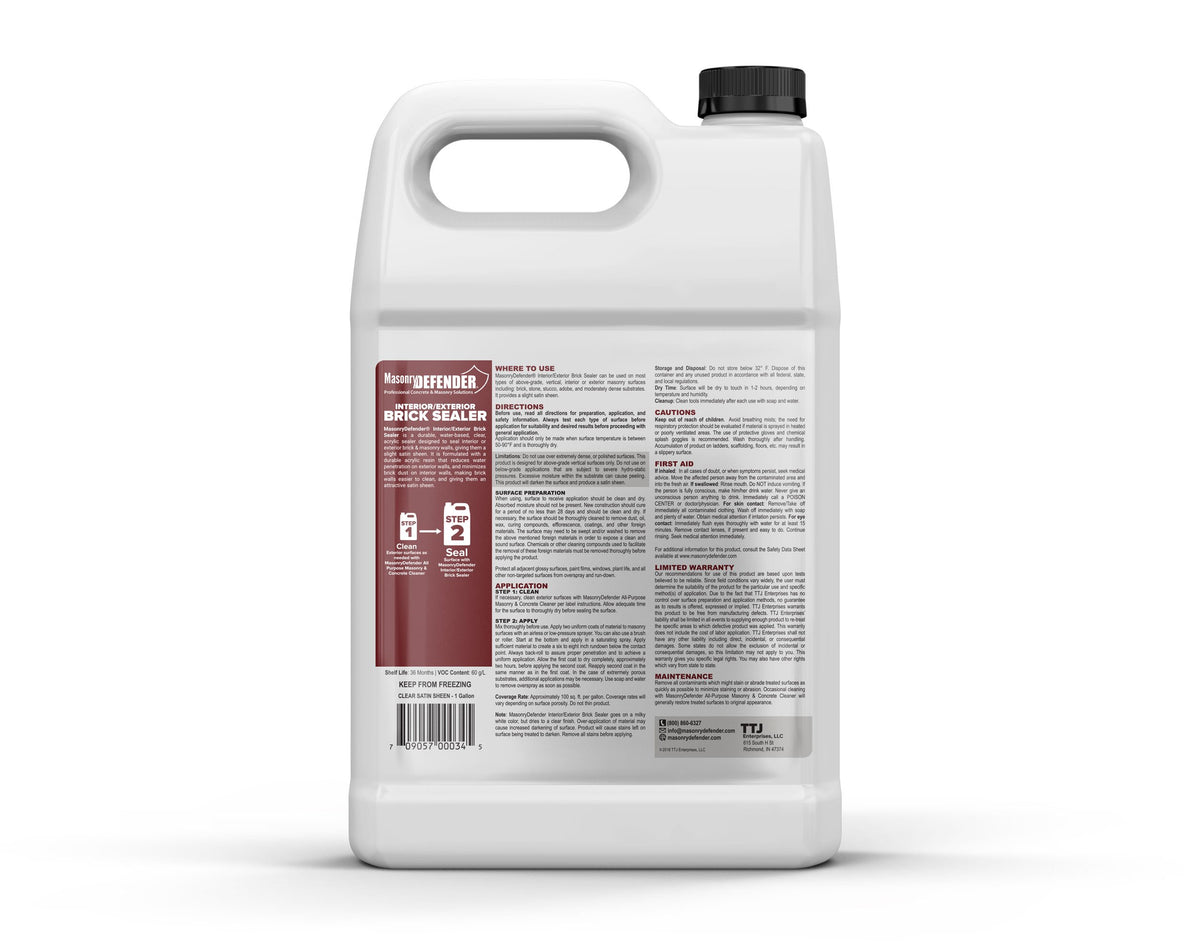 MasonryDefender interior and exterior protection shields brick walls from moisture.