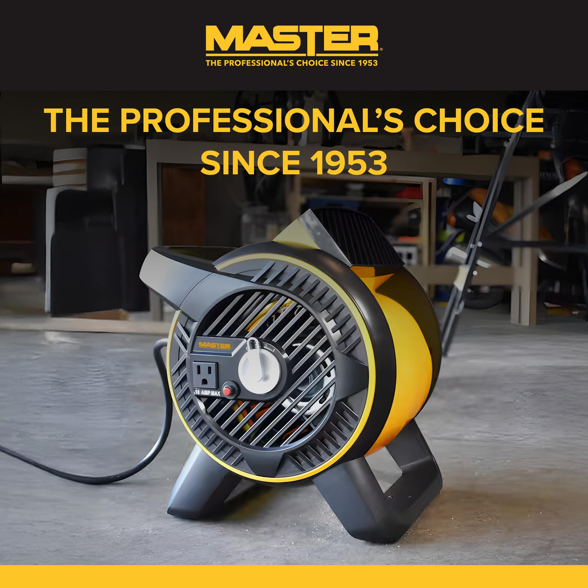 Master Heavy Duty Utility Blower built-in circuit breaker for safety in demanding environments.