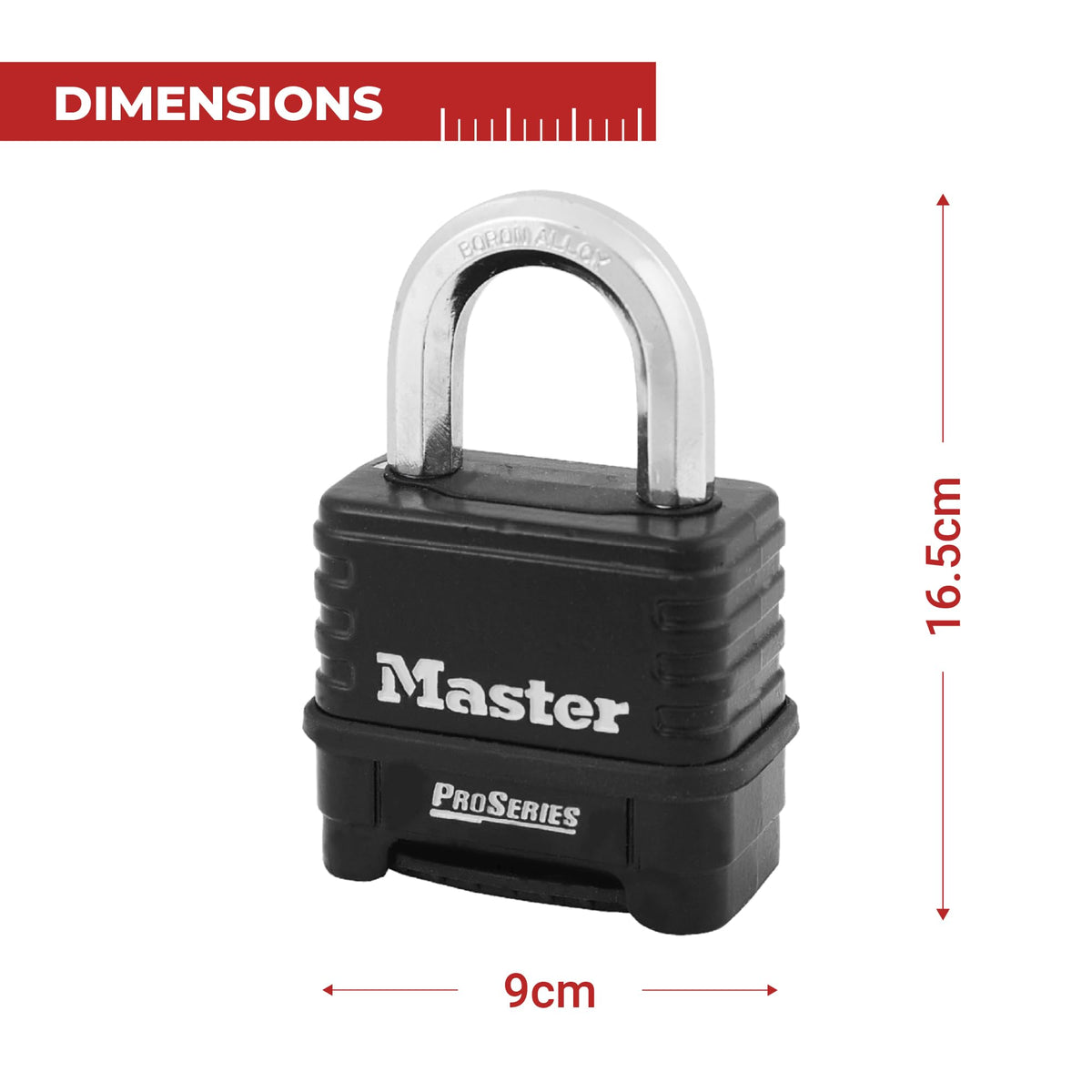 Master Lock 1178 bottom padlock side view showcasing sturdy build
