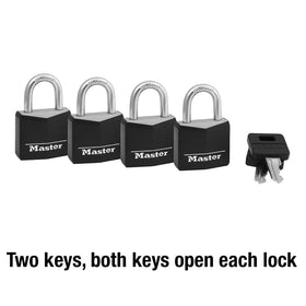 Master Lock 131Q keyed-alike four-pack with two keys for convenience.