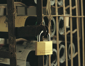 Master Lock 140Q shackle close-up highlighting hardened steel.