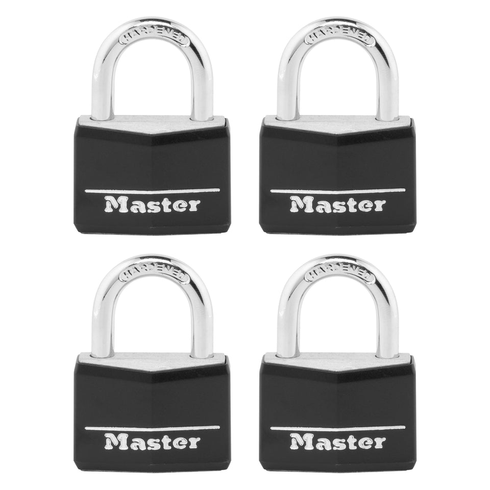 Master Lock 141Q covered padlock front view showing vinyl body durability