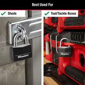 Master Lock 141Q close-up of shackle and body for tough security