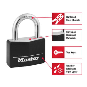 Master Lock 141Q vinyl body close-up emphasizing scratch resistance