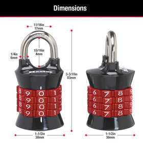 Master Lock 1535EC3 dial grip points enable easy, precise combination setup for lockers.