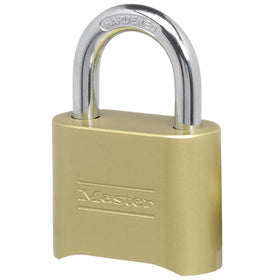 Master Lock 175D brass padlock front view showing solid body.