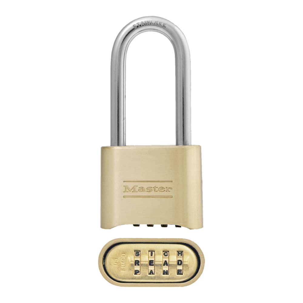Master Lock 175DLHWD exterior padlock with rugged body for outdoor security.