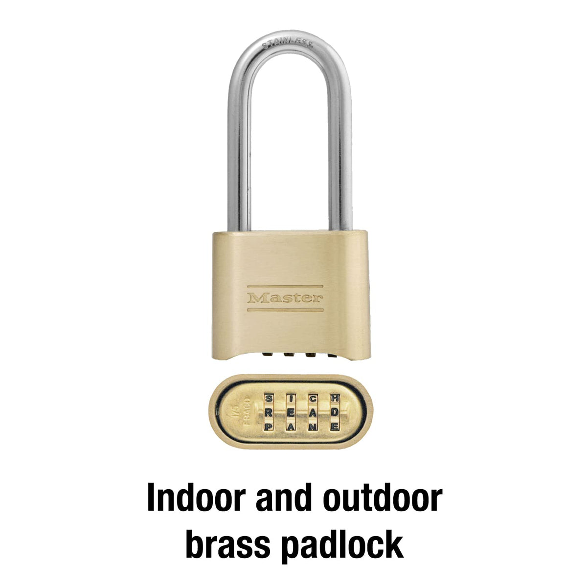 Master Lock 175DLHWD shackle close-up showing hardened steel.
