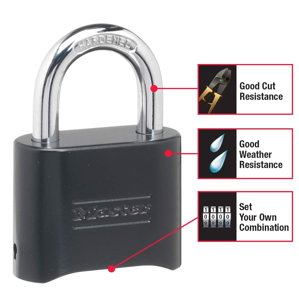 Master Lock 178EC4 four-digit dial for customizable access.