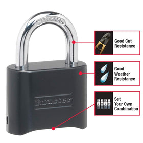Master Lock 178EC4 four-digit dial for customizable access.