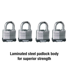 Four-pack Fortress 1803Q features keyed-alike design for easy access across locks.