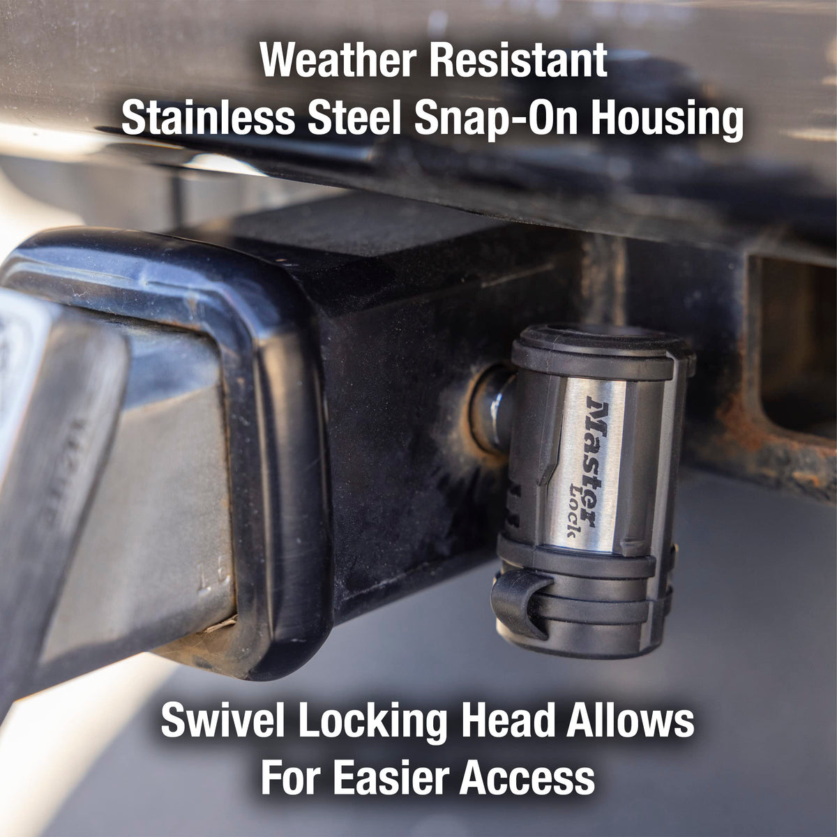 Master Lock 2866DAT weight rating label for hitch compatibility