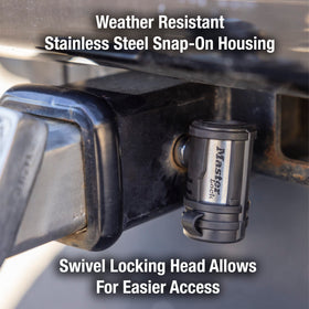 Master Lock 2866DAT weight rating label for hitch compatibility