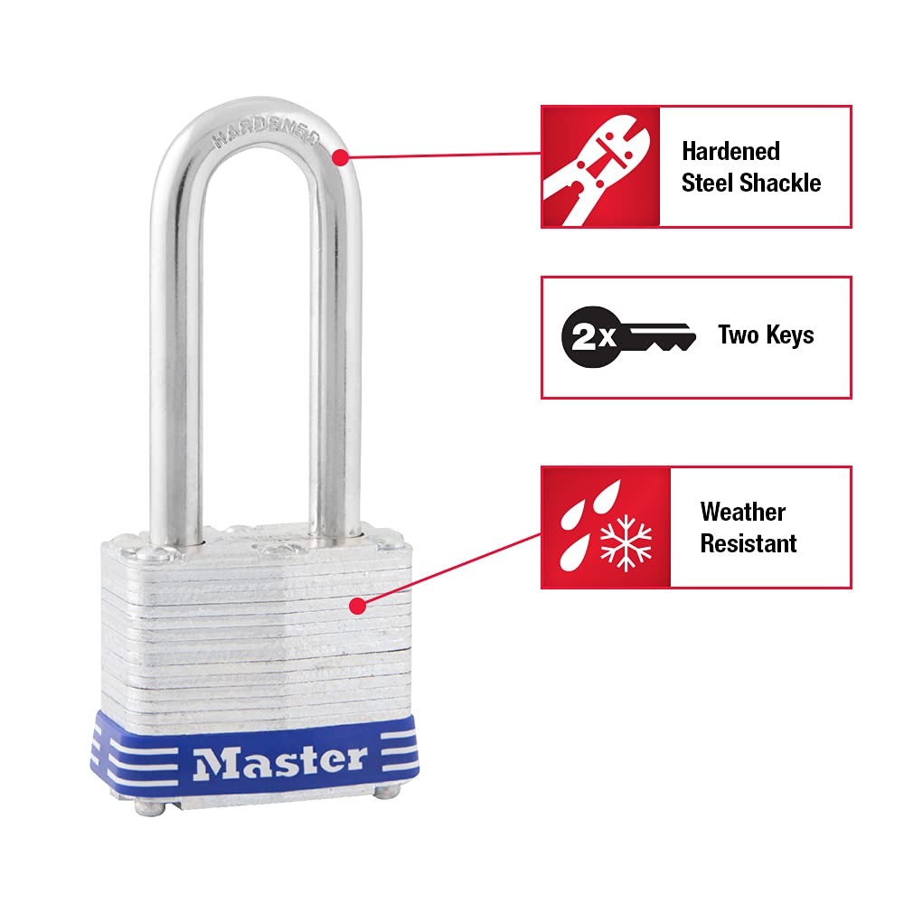 Master Lock 3DLH hardened shackle increases cut resistance outdoors.