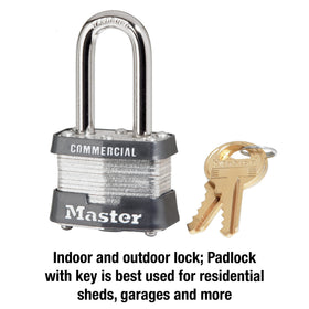Hardened shackle on the Master Lock 3KALF padlock for cut resistance