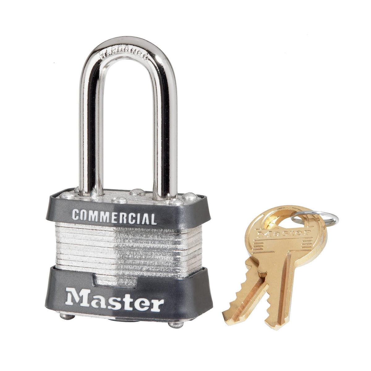 Master Lock 3KALF laminated steel padlock body showing strength and security