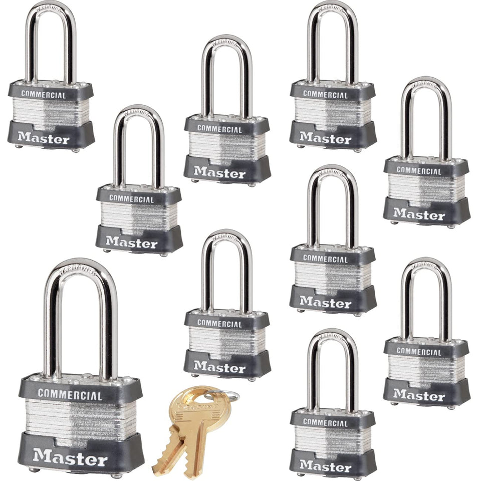 Master Lock 3NKALF-10 padlocks keyed alike for shared access.