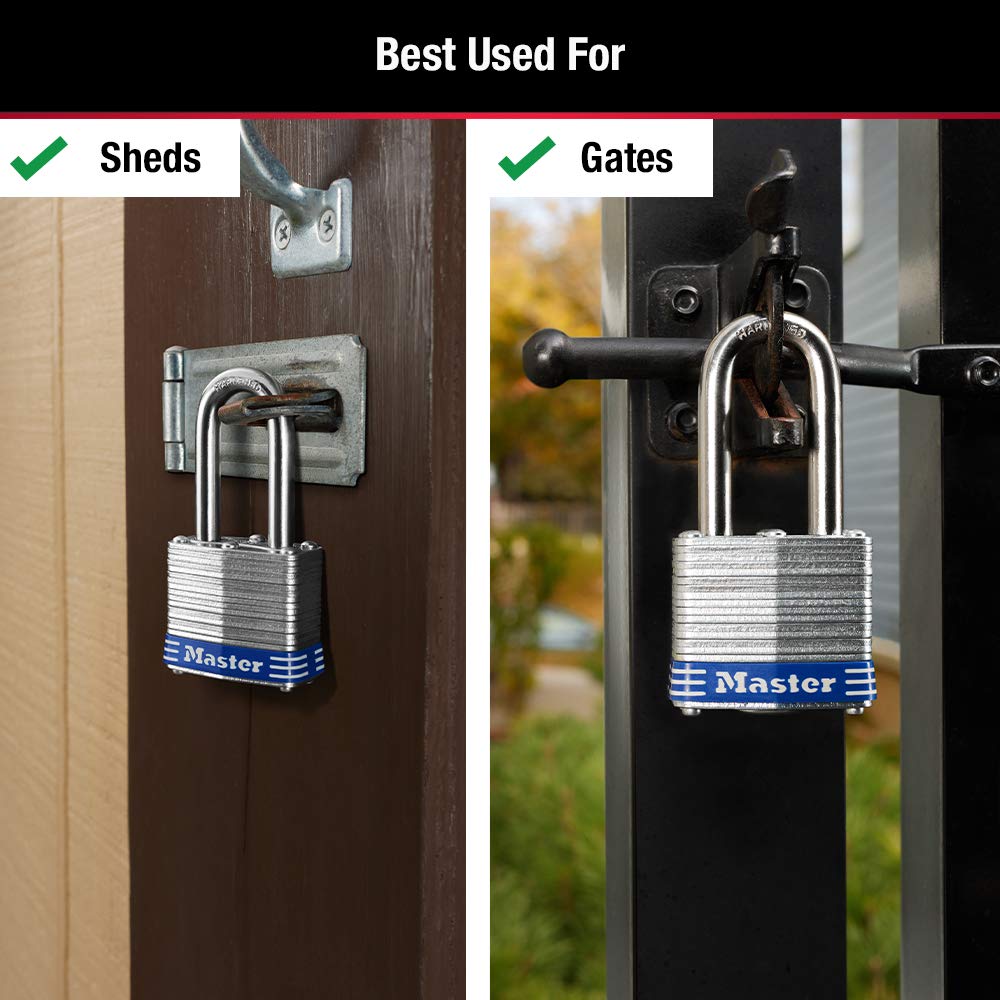 Master Lock 3TLF dual ball bearing locking reduces prying risk.