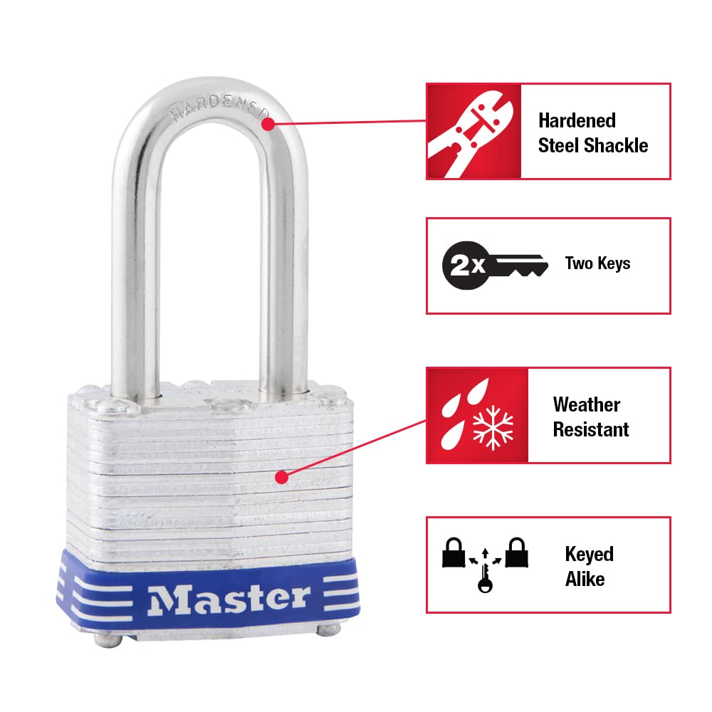 Master Lock 3TLF hardened shackle deters cutting and sawing attempts.