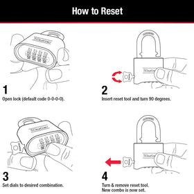 Master Lock 4-digit dialing enables keyless entry and customizable codes.